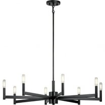 Wagon Wheel 8-Light Chandelier with Candle-Style Bulb Base 35.5 inches W X 9.25 inches H-Black Finish Bailey Street Home 147-Bel-4187317