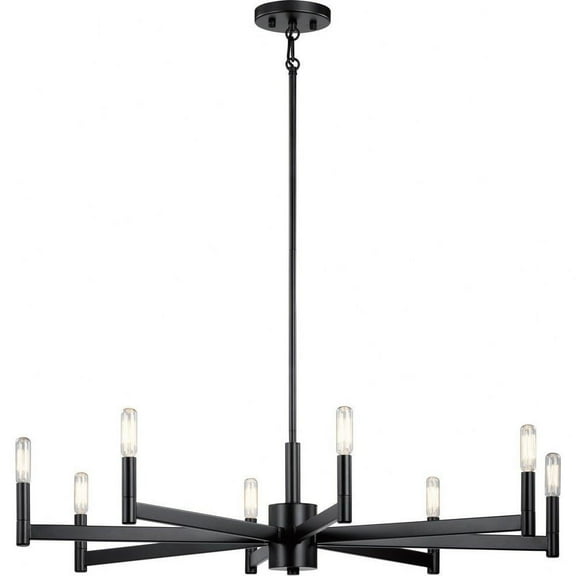 Wagon Wheel 8-Light Chandelier with Candle-Style Bulb Base 35.5 inches W X 9.25 inches H-Black Finish Bailey Street Home 147-Bel-4187317