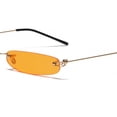 thumbnail image 3 of Slim Rimless Rectangular Sunglasses Vintage Slender Clear Glasses Spring Hinge, 3 of 5