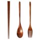 thumbnail image 2 of ZHAOCHENG Vajilla de madera, 3 piezas de cubiertos de madera de estilo japonés en bolsa de estilo oriental con 1 x cuchara, 1 x tenedor, 1 x palillos con bolsa Vajilla de sushi Vajilla para viajes fam, 2 of 5