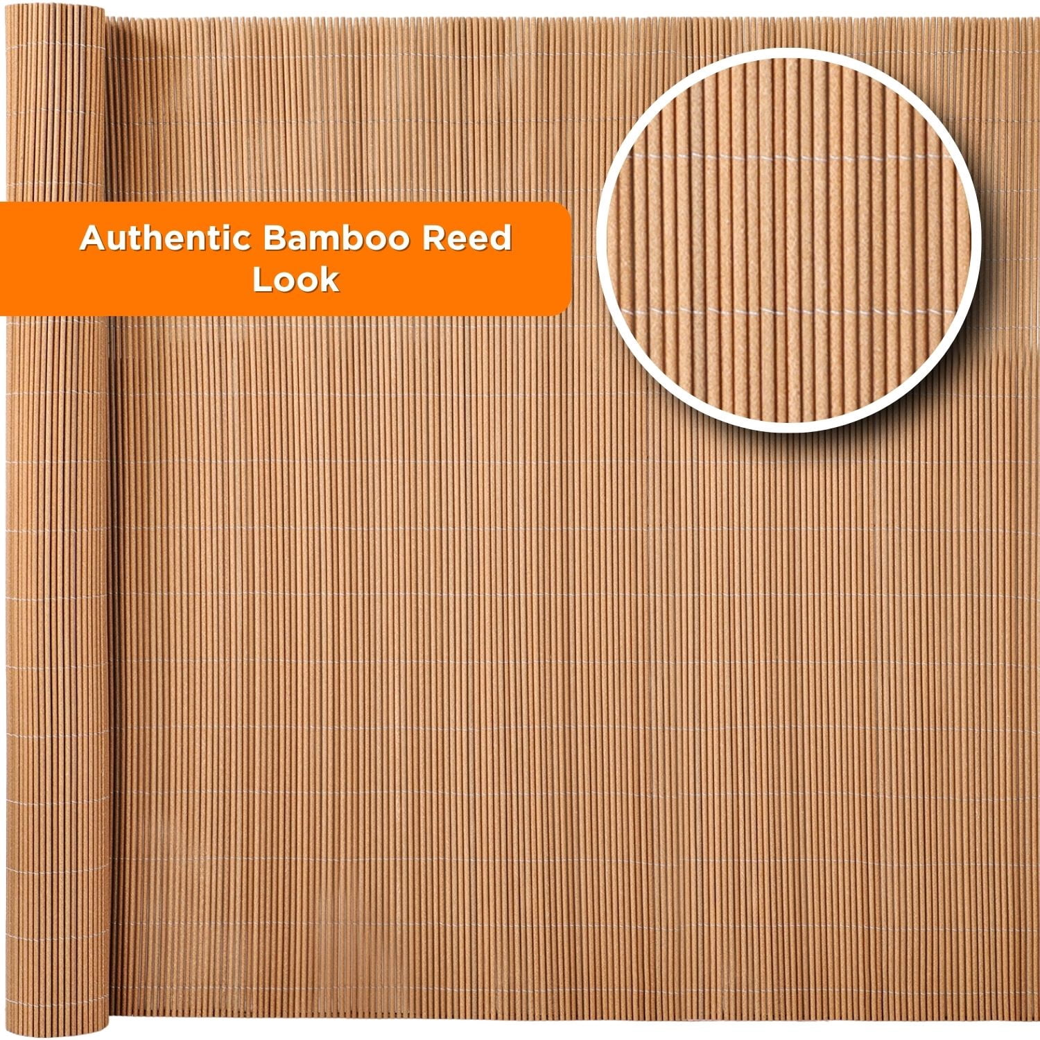 Backyard X-Scapes 6 ft x 8 ft All-Weather Synthetic Bamboo Fencing for Outdoors, Privacy Fence for yard,  Fence Panel, Tan