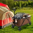 thumbnail image 2 of Costway Heavy-Duty Wagon Cart with Adjustable Handlebar Bottle Holders & Storage Pocket Coffee, 2 of 11