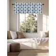 thumbnail image 4 of Kitchen Valances for Window, Navy Blue Gray White Diamond Light Filtering Rod Pocket Valance Curtain, Abstract Geometric Check Short Curtains Window Topper for Bedroom Bathroom Living Room 54x18in, 4 of 9