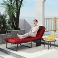 thumbnail image 2 of Outsunny Fauteuil de Jardin Pliant avec Coussin, Inclinable, Rouge Bordeaux, 2 of 10