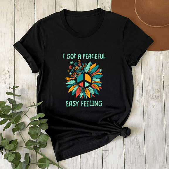 I Got a Peaceful Easy Feeling Retro Floral Positivity Vibe Art Unisex T-Shirt up to size 5XL
