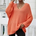 thumbnail image 3 of Aayomet Cardigan For Women Lightweight Women's Long Sleeve Waffle Knit Sweater Crew Neck Solid Color Pullover Jumper Tops,Orange XL, 3 of 5