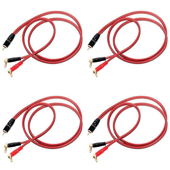4X Banana Plug to Speaker Cable,Speaker Wire Male Plugs(2Banana) 4N OFC HiFi 2M