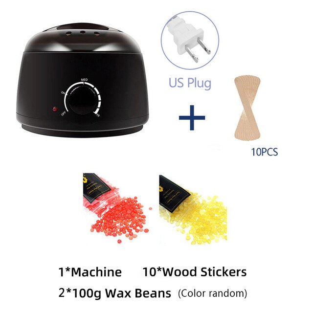 Mini Kit de olla de inmersión de cera, pegatinas de madera, máquina eléctrica de depilación, calentador, depilación, manos, pies, depiladora de parafina corporal, 10 Uds.