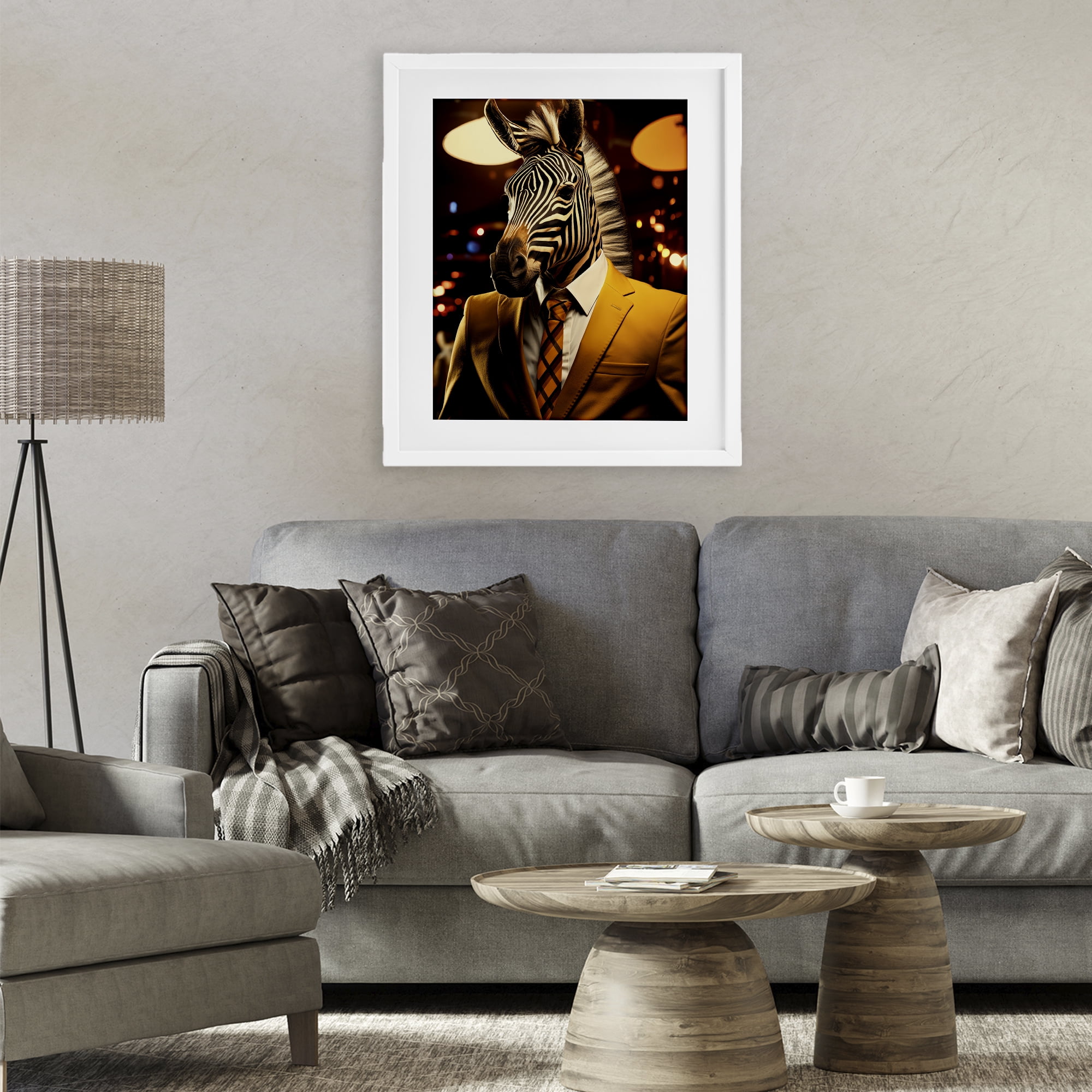 Stupell Industries Trendy Debonair Zebra White Framed Print Under Glass, design by Ray Powers