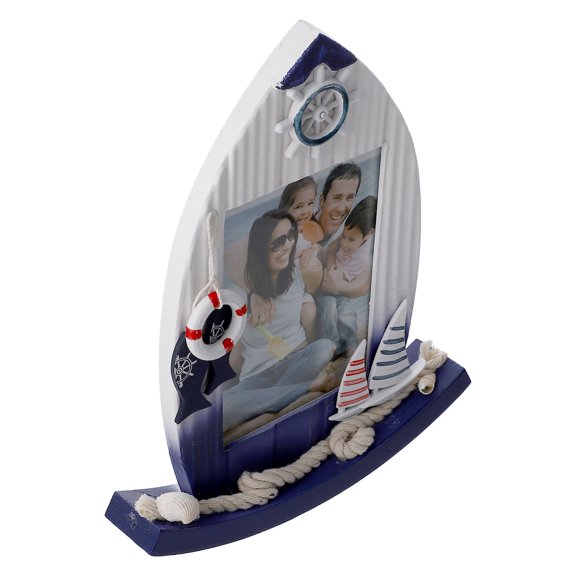 OATIPHO Sailboat Photo Frame Wooden Home Beach Decor for Table Ornament 1Pack