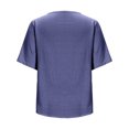 thumbnail image 4 of DDAPJ pyju Women Vintage Floral Embroidered Top Casual Summer Short Sleeve Linen T Shirt Lightweight Going Out Blouse Blue XXL, 4 of 6
