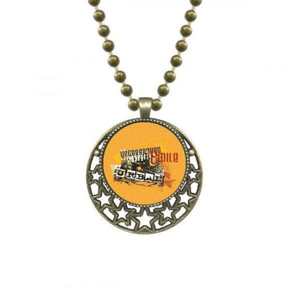 Graffiti Street Black Orange Urban Pattern Pendant Star Necklace Moon Chain Jewelry