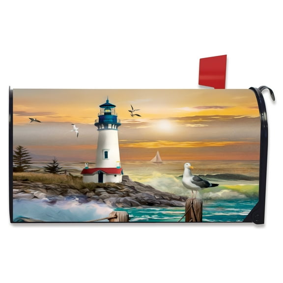 Briarwood Lane Sunset Lighthouse Summer Mailbox Cover