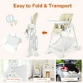 thumbnail image 3 of Costway Baby Convertible Folding Adjustable High Chair w/Wheel Tray Storage Basket Beige, 3 of 6