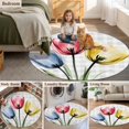 thumbnail image 6 of Colorful Tulips Round Area&nbsp;Rug 3ft Blue Red Yellow Floral Non-Slip&nbsp;Washable Circle Rugs Soft Felt Indoor Floor Mat for Bedroom Kitchen Living Room Bathroom, 6 of 9