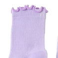 thumbnail image 5 of ITSAME Baby Girls Crew Socks Ruffle Cuff Breathable Cotton Thin Solid Color Mid-Calf Casual Socks for Infants Purple Size 2T, 5 of 7