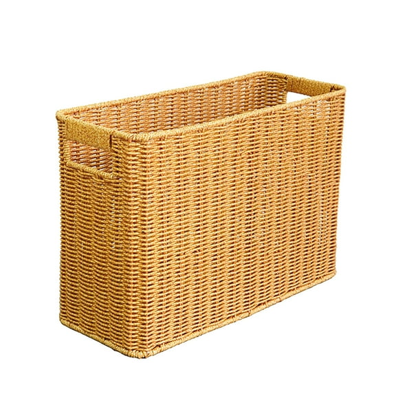 LEHOZIHEQ Magazine Wicker Basket, Woven Natural Fibre Magazine Holder, Wine Bottle Storage Basket, For Shelf Home Office Coffee