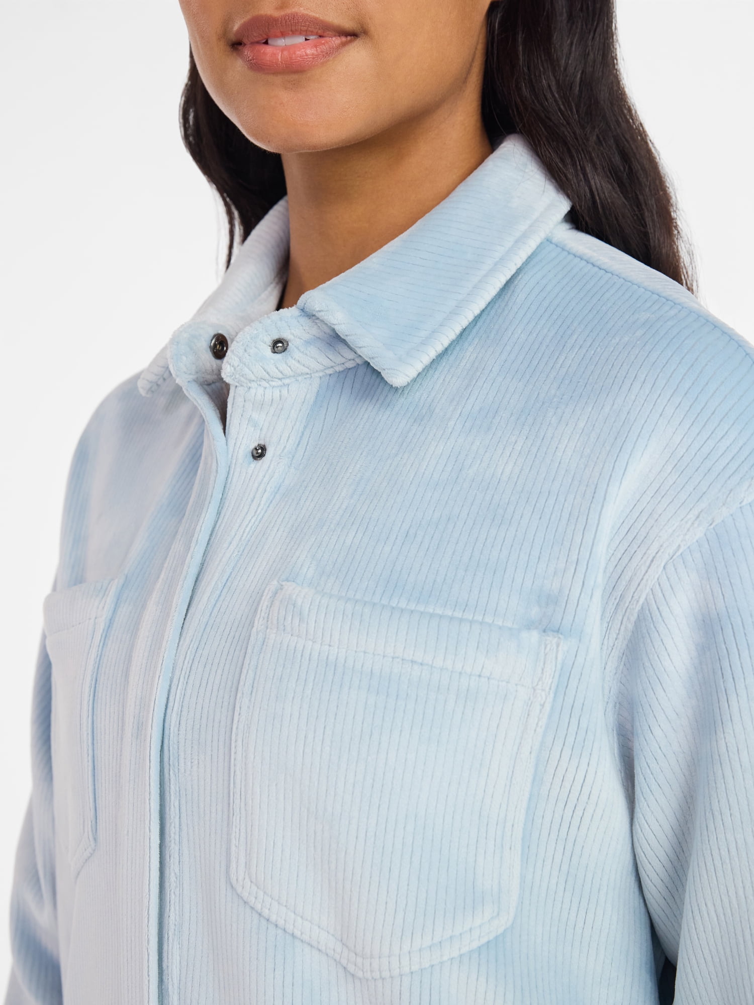 Avia Women's and Women's Plus Cord Velour Shacket, Sizes XS-4X