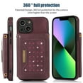 thumbnail image 6 of Feishell Crossbody Wallet Women Case for iPhone 13 mini,[RFID Blocking] Credit Card Holder Phone Case with Strap,PU Leather Purse with Lanyard Bling Flip Cover For iPhone 13 mini, Wine Red, 6 of 10