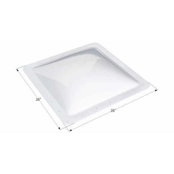 Icon Skylight 01857 4 Inch High Bubble Type Dome; Square; For 22 Inch Length x 22 Inch Width Opening; 26 Inch Length x 26 Inch Width Flange; White; Polycarbonate; Without Blind; Single