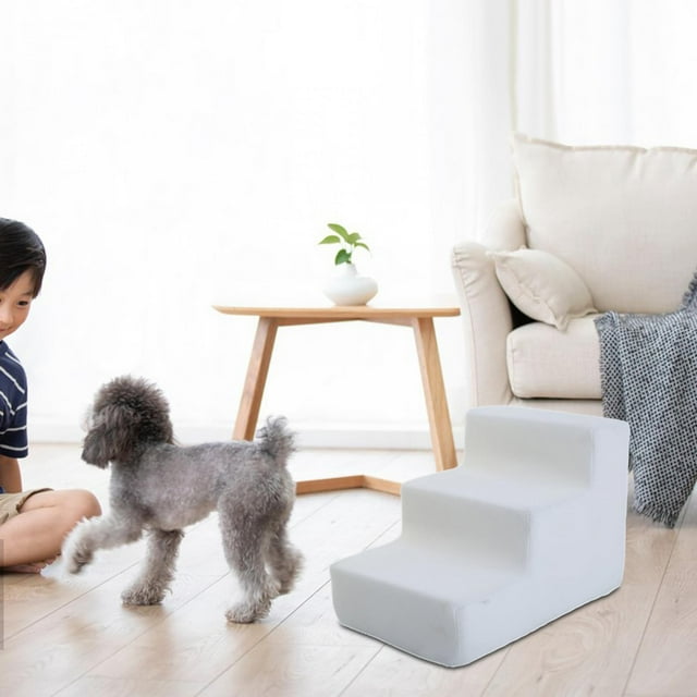 Escalera para Mascotas de Alta Densidad, Rampa para Gatos, Escalera Antideslizante para Mascotas, Escalera para Mascotas para Perros y Gatos pequeños, Blanco 3 Pasos Yinane Pasos del cachorro