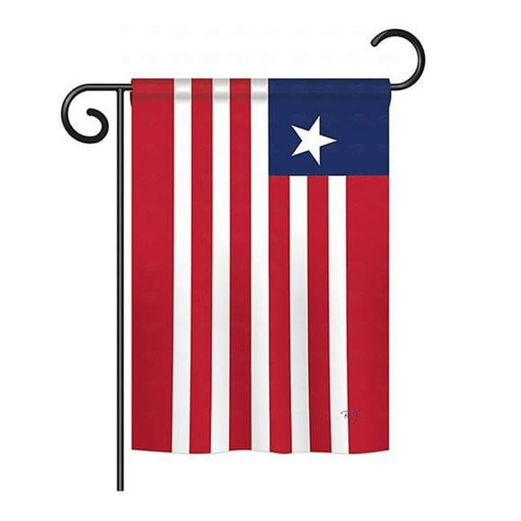 Breeze Decor BD-CY-GS-108367-IP-BO-D-US15-BD 13 x 18.5 in. Liberia Flags of the World Nationality Impressions Decorative Vertical Double Sided Garden Flag Set with Banner Pole