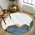 thumbnail image 3 of Round Rugs 8 Ft, Blue Gold Marble Non Slip Area Rugs for Kitchen Bedroom Entryway, Modern Abstract Marble Crack Texture Washable Carpet Runner Rug Floor Mats for Bedroom Home Decor, 3 of 9