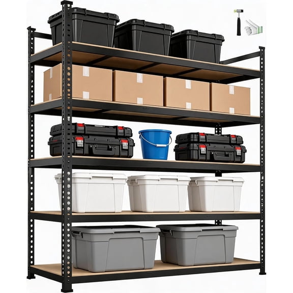 60-in W x 18-in D x 72-in H 5-Tier Heavy Duty Steel Garage Shelving Unit, 2000-lb Capacity, Adjustable Metal Shelves