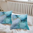 thumbnail image 6 of Teal Blue Marble Throw Pillow Covers 20x20 Inch Set of 2, Modern Abstract Art Marble Crack Waterproof Outdoor Pillow Covers, Decorative Cushion Pillowcases for Couch, Sofa, Bed, Garden, Patio, 6 of 9