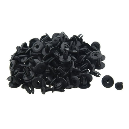 

100 Pcs Car Fender Push Type Black Plastic Rivets Fastener 6mm Hole