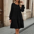 thumbnail image 6 of Tqcoqu Fall Dresses for Women 2026,Crew Neck Long Lantern Sleeve Casual Loose Flowy Swing Shift Dress, 6 of 6