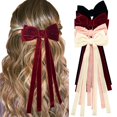 thumbnail image 1 of BETITETO Lazos para el cabello de terciopelo grandes para mujeres y niñas, 4 piezas, elegantes pinzas para el cabello con lazo de cocodrilo con cola larga, accesorios para el cabello, regalo para ella, 1 of 5