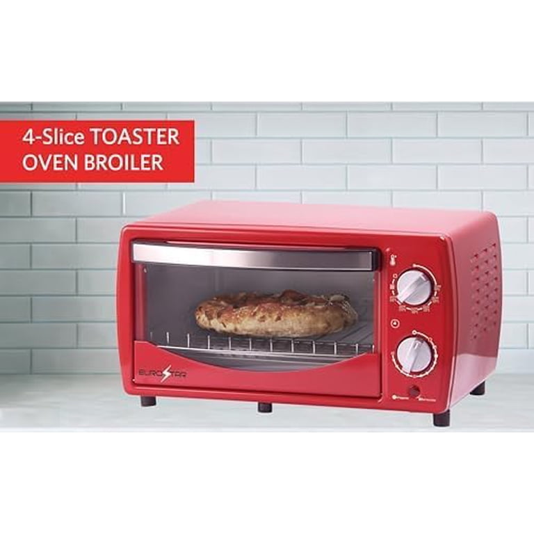 EUROSTAR TO901R 4-Slice Toaster Oven Broiler, Red - Walmart.com