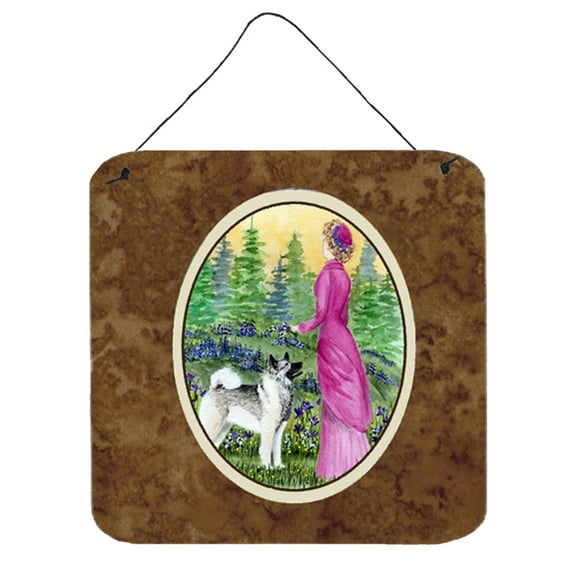 Carolines Treasures Lady with Her Norwegian Elkhound Aluminum Metal Wall or Door Hanging Prints, 6 x 6", Multicolor