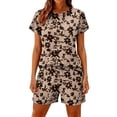thumbnail image 3 of Lounge Sets for Women Casual 2 Piece Outfits Summer Printed Short Sleeve Tops and Pocket Shorts Matching Set, 3 of 5