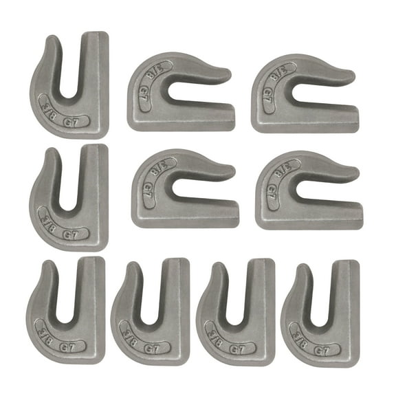 Mytee Products (10 Pack) G70 3/8" Weld On Chain Grab Hooks - 6600 lbs WLL Forged Chain Hook for Truck Tractor Flatbed - Heavy Duty Weldable Grab Hooks for Rigging/Forklift Trailer