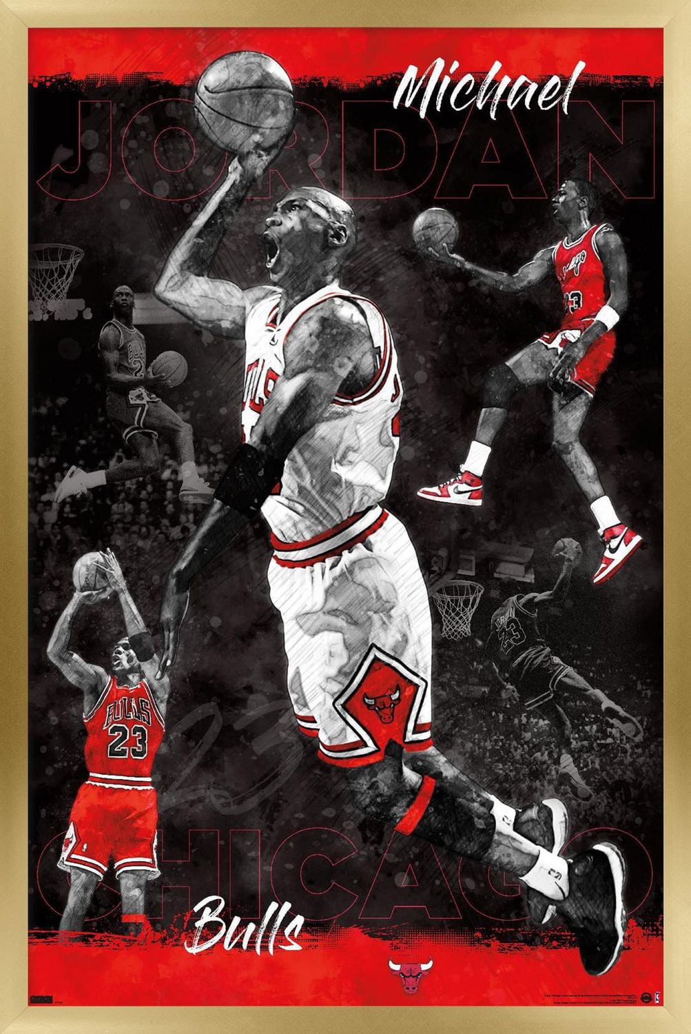 Michael Jordan - Sketch Wall Poster, 22.375" x 34" Framed