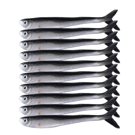 10pcs Soft Fishing Lures Lifelike Swimming Bass Lure for Freshwater Saltwater Fish Bait Tackle for Bass Trout Crappie