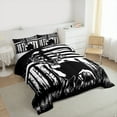 thumbnail image 3 of Manfei Teens Rustic Reindeer Bedding Comforter Set, Black White Stripes Twin Comforter Sets, Farmhouse Animal Wildlife Reversible Bedding Set, Breathable Home Decor, 2-Piece, 3 of 8