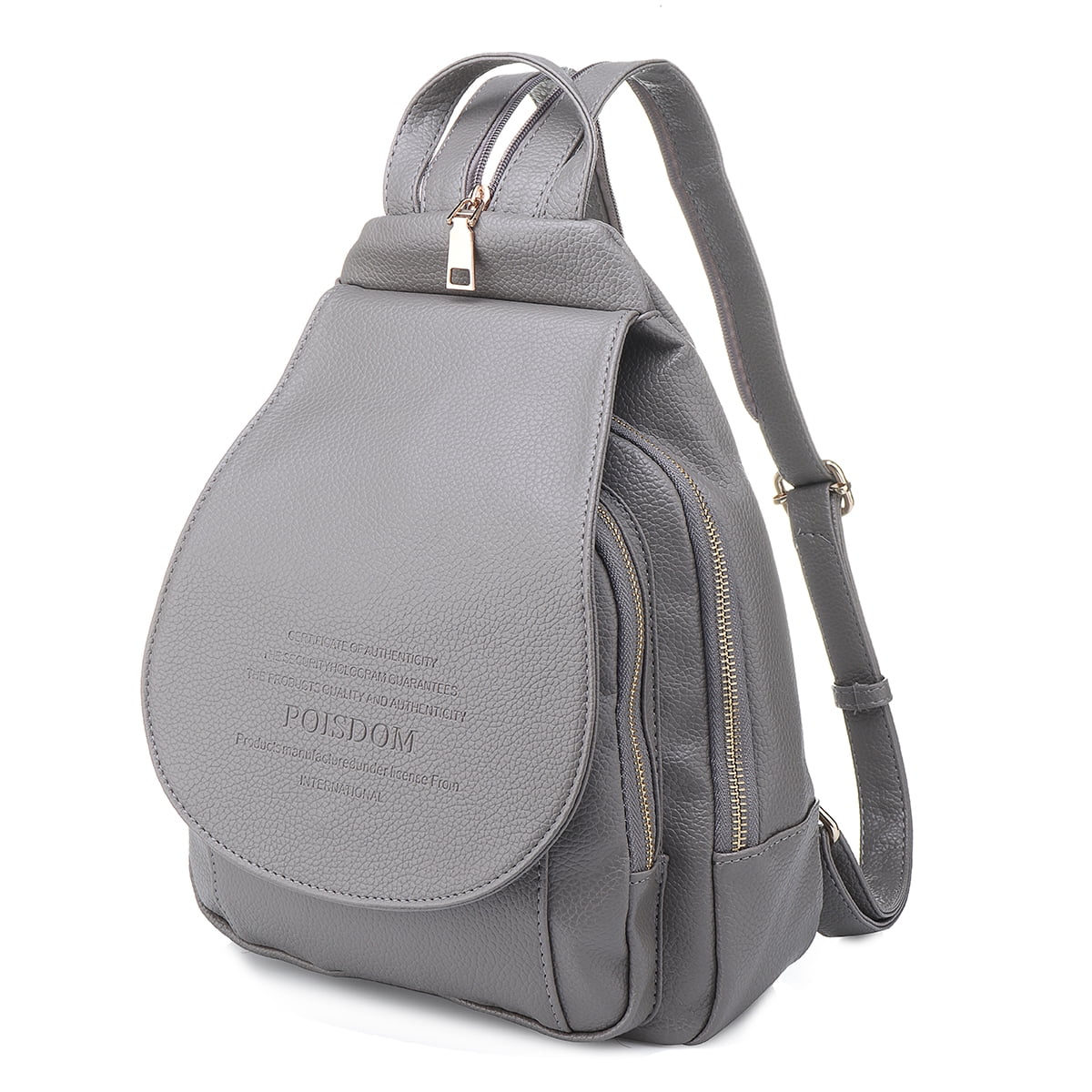 Grey Leather Backpack Womens