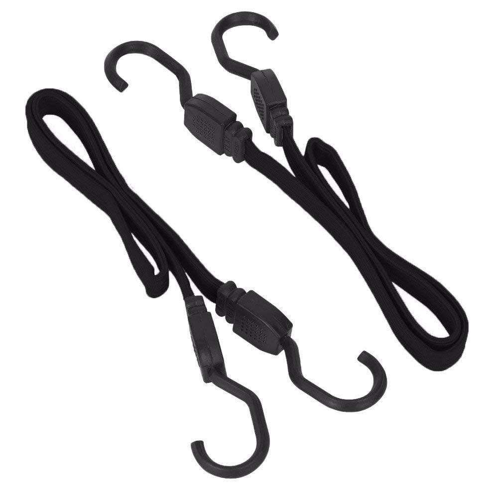 Wideskall 2 Pieces 20" inch Flat Bungee Cords with Hooks Black