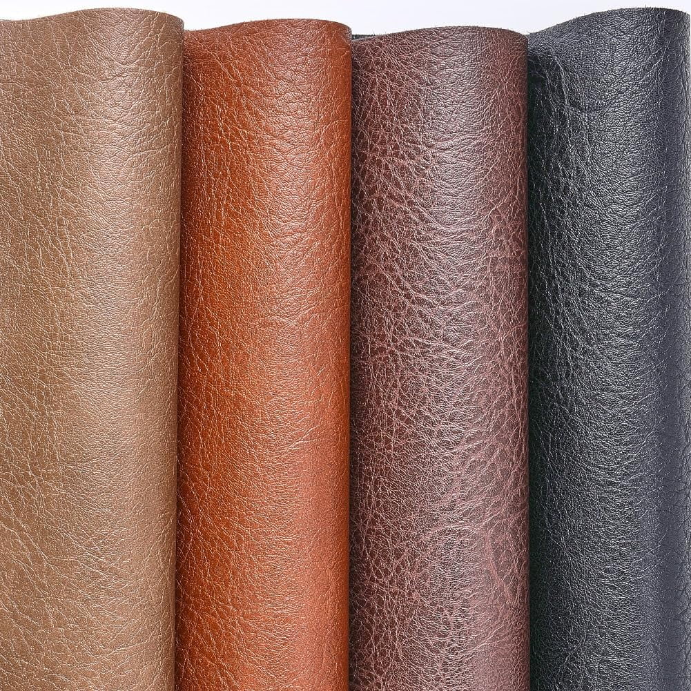 Leather Fabric Black Leather Sheets Material Soft Touch Grain Waterproof Leather Upholstery 1 Yard 54"x36" 1MM Thick for Upholstery Handbag DIY Sewings Crafts Boat Car Sofa for DIY Coconut Brown