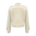 thumbnail image 7 of Women's Solid Long Sleeve Stand Collar Casual Button Jacket, 7 of 7