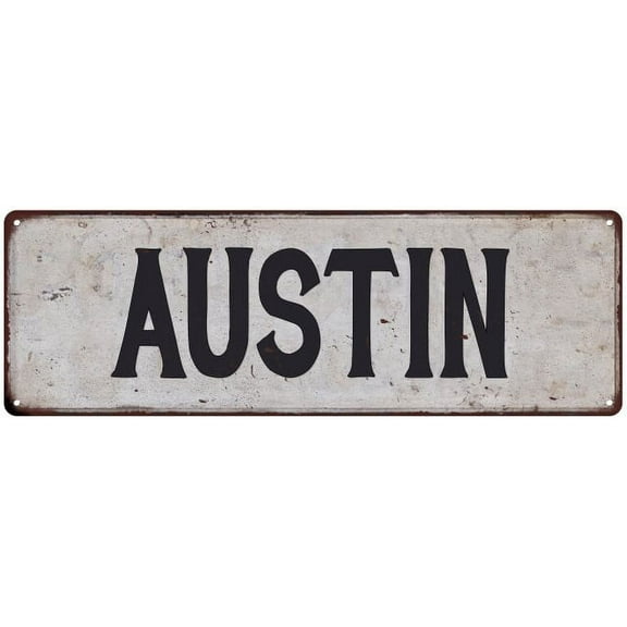 AUSTIN Vintage Look Rustic Chic Metal Sign 8x24 108240036434