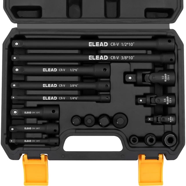 Juego de extensiones de enchufe ELEAD de 18 piezas: transmisión de 1/4, 3/8 y 1/2