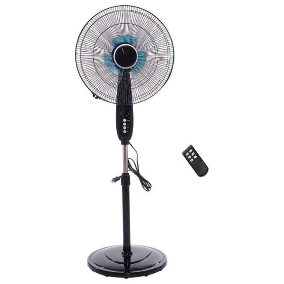 16" Dual Blade Pedestal Fan, Oscillating Stand Fan Adjustable Height with Remote, 3 Speed Timer LCD Display for Bedroom, Office