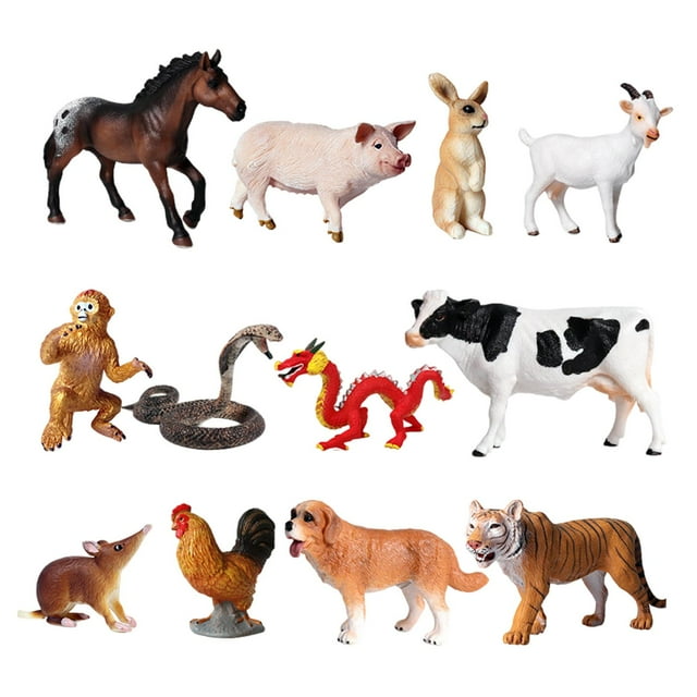 Juguete educativo Hugo 12x animales realistas Modelo figuras de la selva y zoológico Estilo A