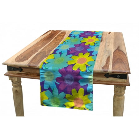 

Floral Table Runner 90 s Style Flowers Watercolor Style Daisies Chamomile Botanical Rhythmic Motifs Dining Room Kitchen Rectangular Runner 3 Sizes by Ambesonne