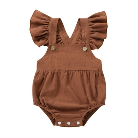 

Akiihool Baby Bodysuit Girl Newborn Baby Girl Knitted Romper Jumpsuit Solid Bodysuit Playsuit Clothes (Brown 3-6Months)