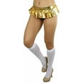 thumbnail image 4 of ToBeInStyle Womens Flirty Metallic Pleated Festival Ultra Micro-Mini Rave Skirt - Narrow Band - Gold - One Size, 4 of 5